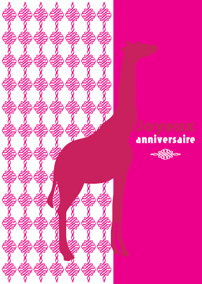 Joyeux anniversaire et la girafe rose
